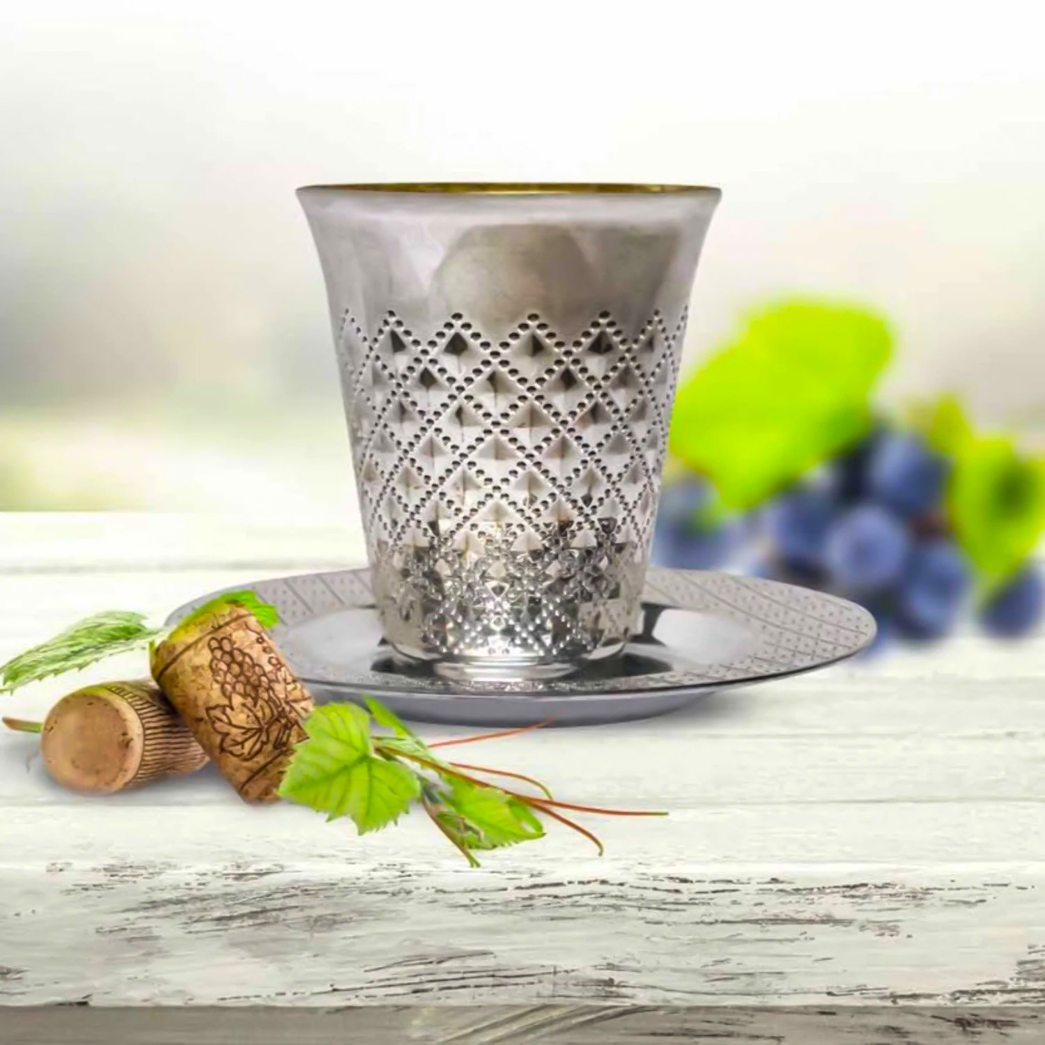 Nicole Fantini Collection Plastic Diamond Wine Kiddush Cup/ Kiddish Cup Silver 5 Oz- Set Of 60